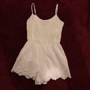White lace top romper